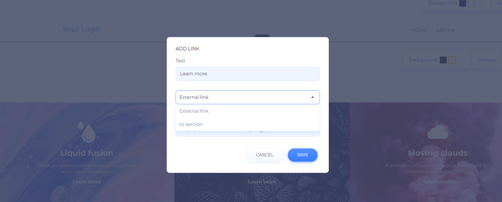 website maker customize button