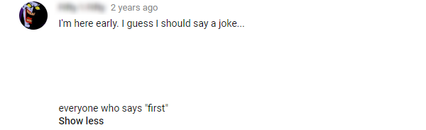 Premier Commentaire de Youtube