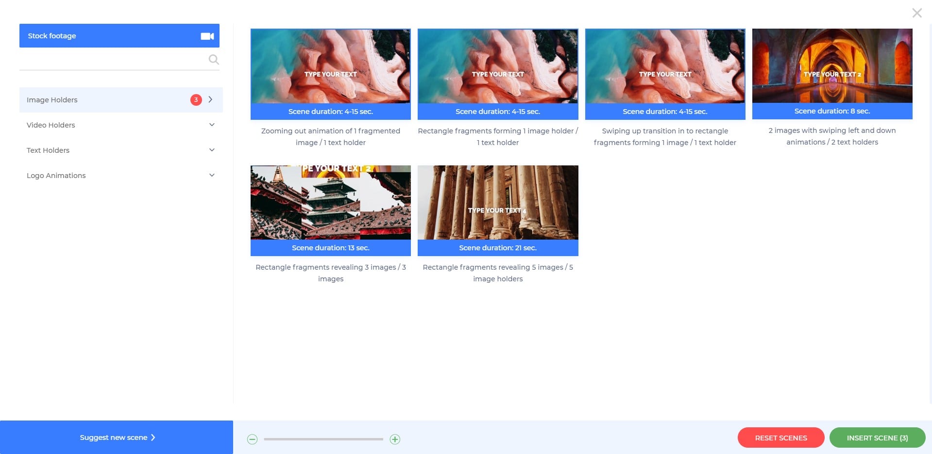 store promo template scene categories