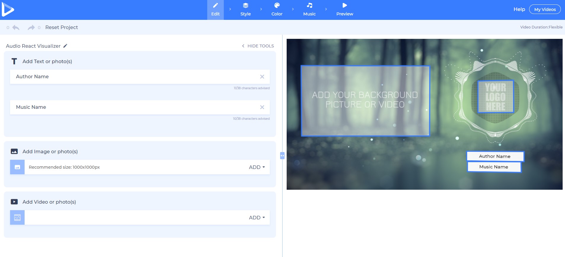 Music Visualization Editor