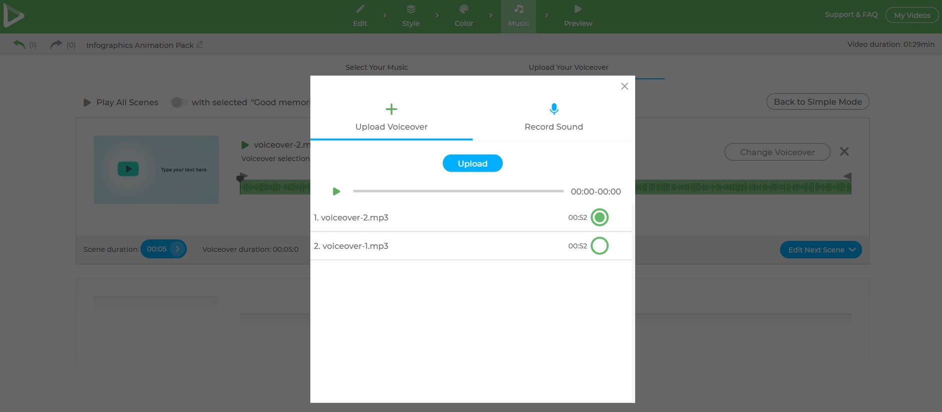 Choose a voiceover record