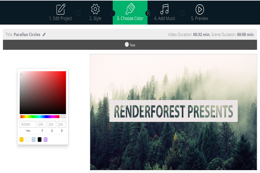 Renderforest Choose Color Editor