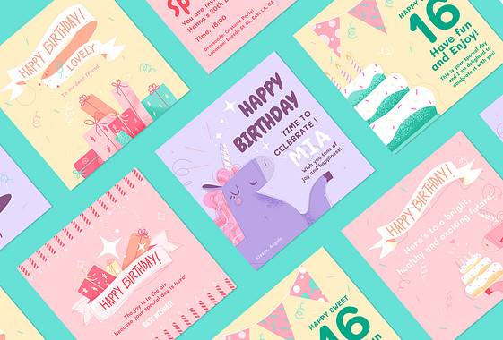 Birthday Greetings Design Set