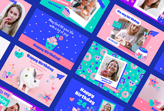 色彩豊かなバースデーデザインのセット