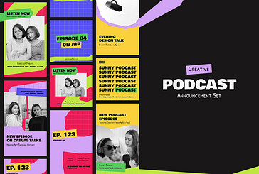 Creative Podcast Announcement Set