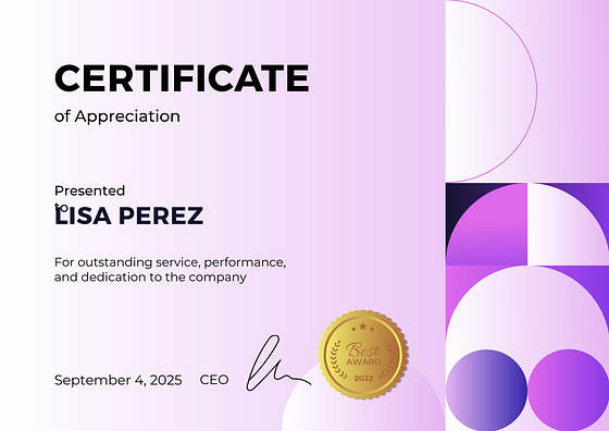 Profesyonel Sertifika Şablonları