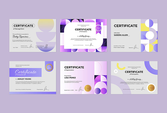 Profesyonel Sertifika Şablonları
