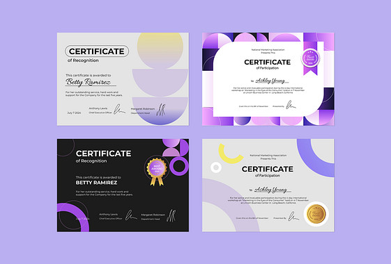Profesyonel Sertifika Şablonları