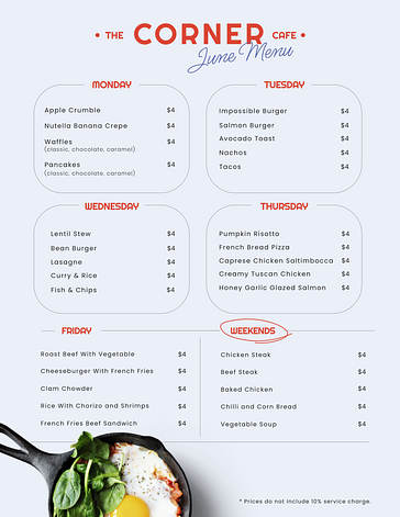 Modern Menu Templates