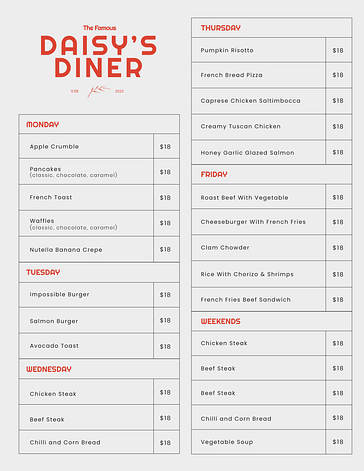 Modern Menu Templates
