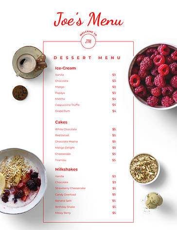 Realistic Menu Designs