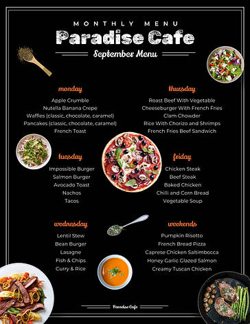 Realistic Menu Designs