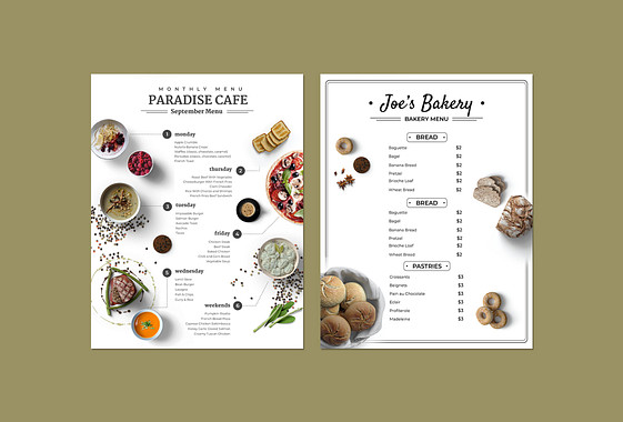 Realistic Menu Designs