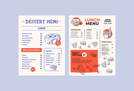 Menu Templates With Illustrations