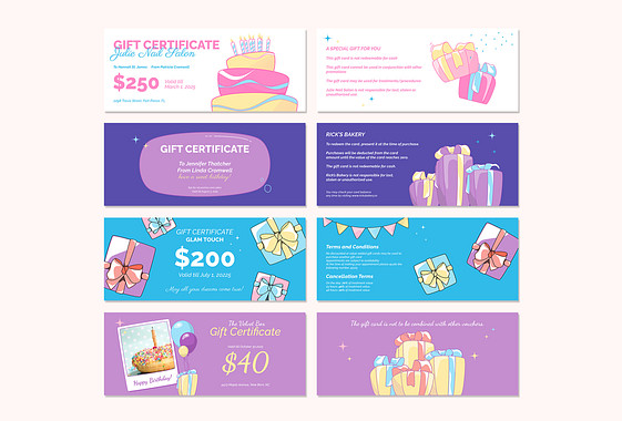 Birthday Gift Certificate Templates
