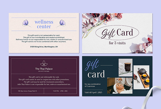 Massage and SPA Gift Card Templates