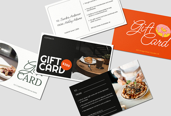 Restaurant Gift Certificate Variety