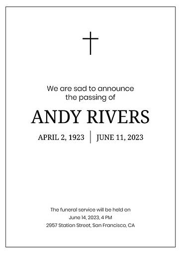 Death Announcements Templates