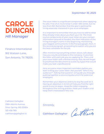 Corporate Cover Letters