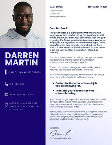 Minimalistic Cover Letters