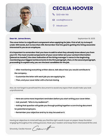 Minimalistic Cover Letters