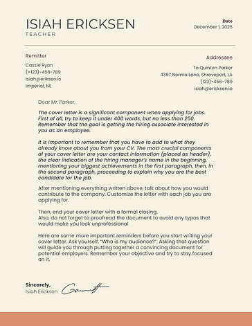 Minimalistic Cover Letters