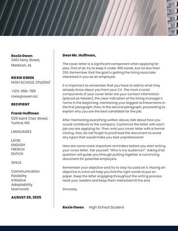 Minimalistic Cover Letters