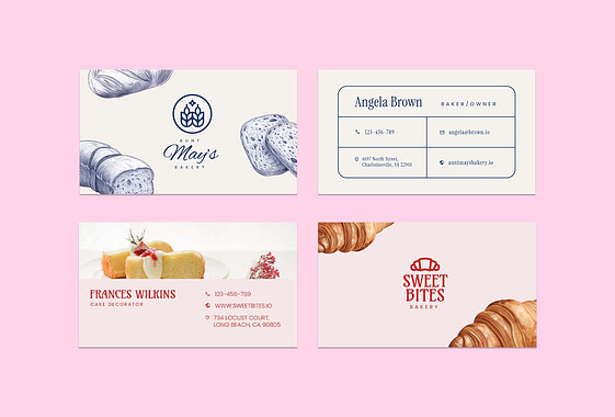 Trendy Bakery Business Cards