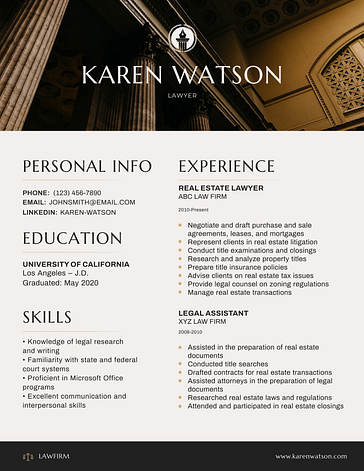 Elegant Lawyer Resume Templates