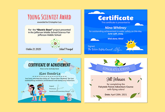 Kids' Achievements Certificates