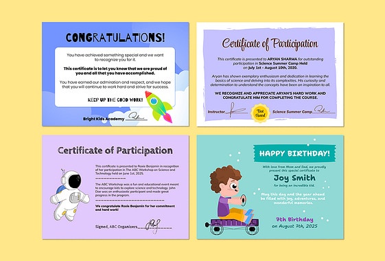 Kids' Achievements Certificates