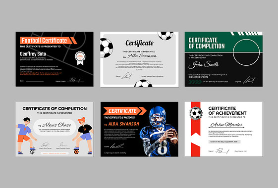 Soccer Excellence Certificates