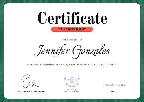 Employee Recognition Certificates