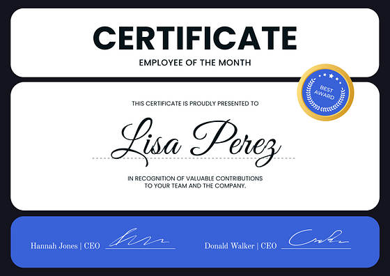 Employee Recognition Certificates