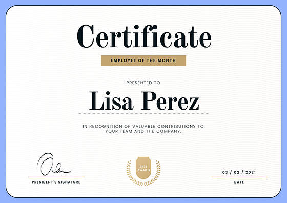 Employee Recognition Certificates