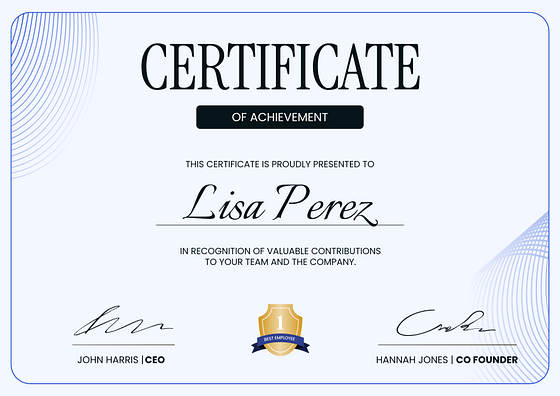 Employee Recognition Certificates