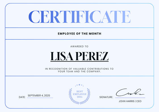 Employee Recognition Certificates