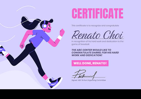 スポーツ証明書のテンプレート