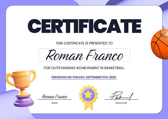 スポーツ証明書のテンプレート