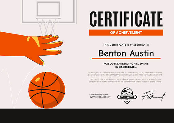 スポーツ証明書のテンプレート