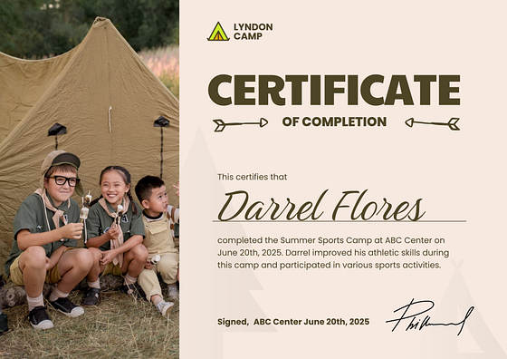 スポーツ証明書のテンプレート