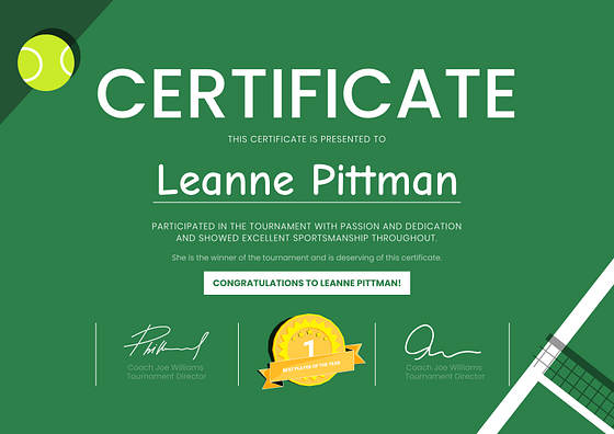 スポーツ証明書のテンプレート