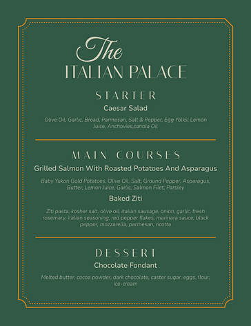 Elegant Dinner Party Menus