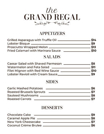 Elegant Dinner Party Menus