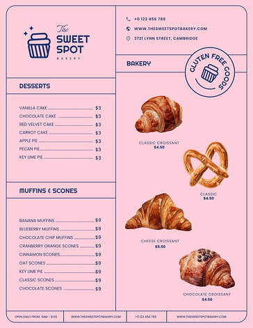 Delightful Bakery Menu Templates