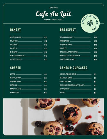 Delightful Bakery Menu Templates