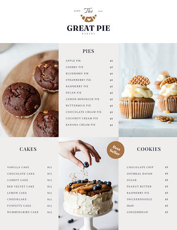 Delightful Bakery Menu Templates
