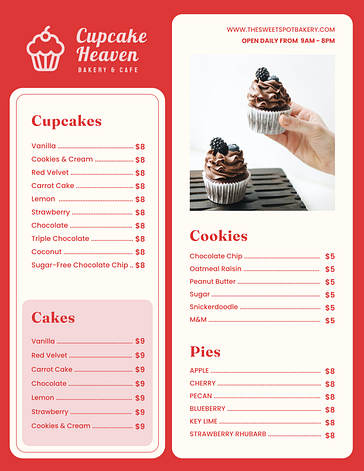 Delightful Bakery Menu Templates