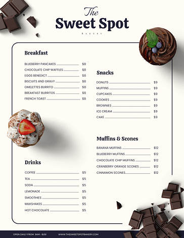 Delightful Bakery Menu Templates