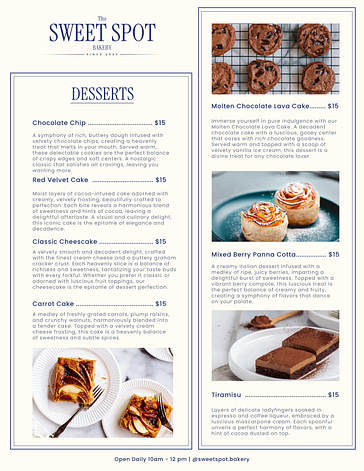 Delightful Bakery Menu Templates